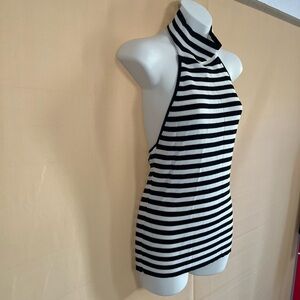 Maeve Black and White Striped Tank Top